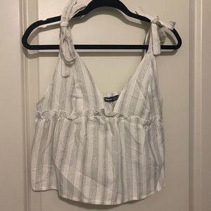 Gray + White Striped Peplum Top🤍